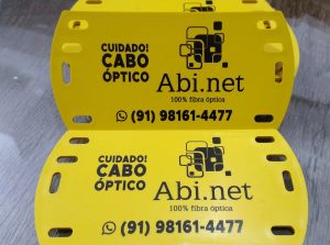 Placa, plaqueta de identificação para fibra óptica (cabo óptico), amarela, oito furos - Placas Mundi